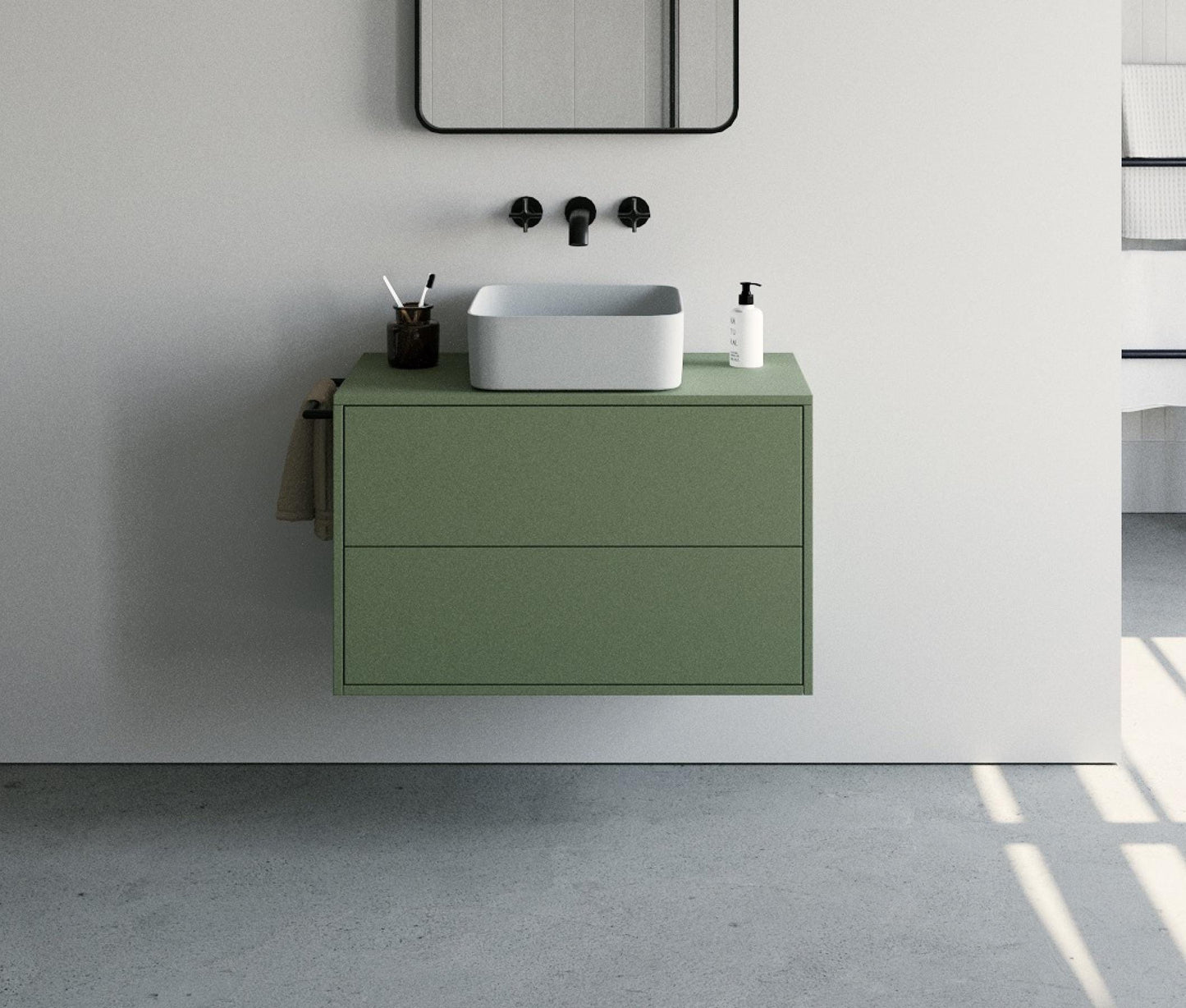 Mobile bagno, mobile bagno laccato, mobile sottolavabo, lavabo, mobile bagno flottante con 2 cassetti a chiusura rallentata