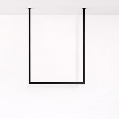 TAVO portasciugamani da soffitto con profilo quadro in acciaio verniciato a polvere nero