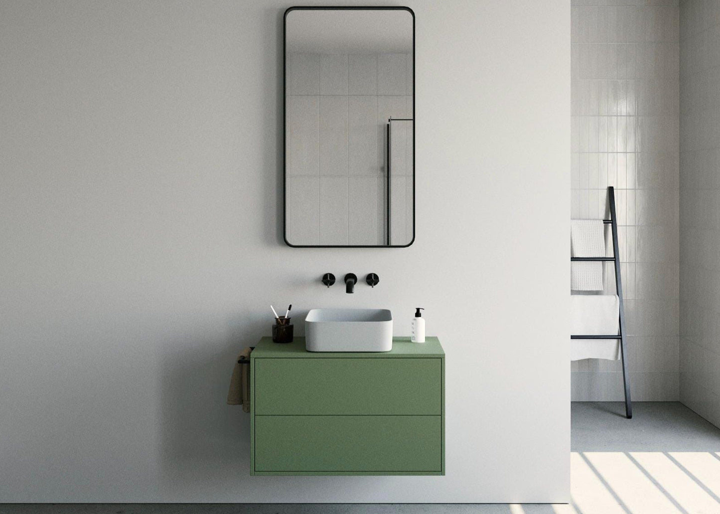 Mobile bagno, mobile bagno laccato, mobile sottolavabo, lavabo, mobile bagno flottante con 2 cassetti a chiusura rallentata
