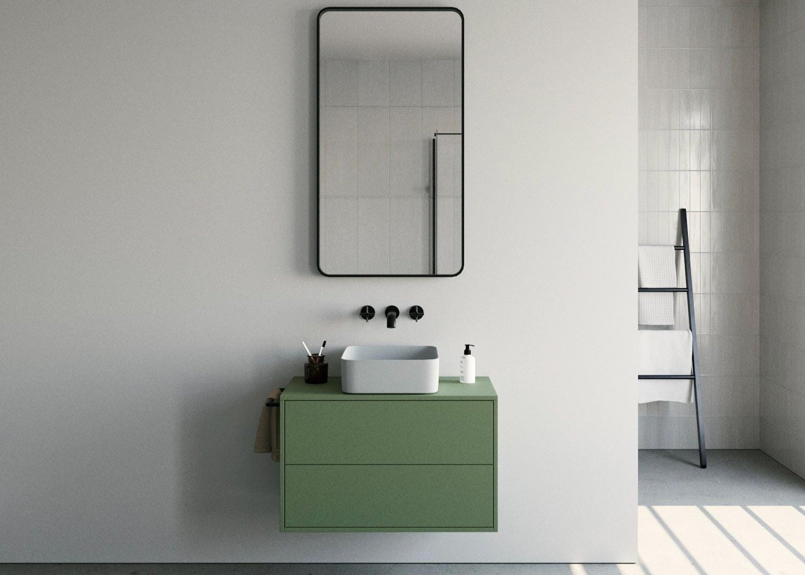 Mobile bagno, mobile bagno laccato, mobile sottolavabo, lavabo, mobile bagno flottante con 2 cassetti a chiusura rallentata