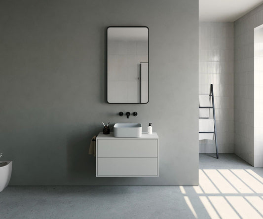 Mobile bagno, mobile bagno laccato, mobile sottolavabo, lavabo, mobile bagno flottante con 2 cassetti a chiusura rallentata