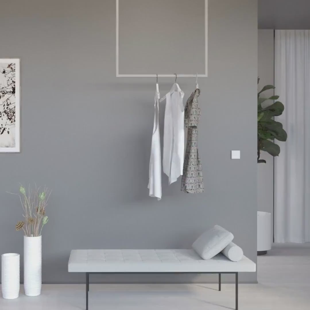 Portasciugamani da soffitto in metallo, Supporto guardaroba, appendiabiti ingresso, design industriale moderno, Barra porta abiti